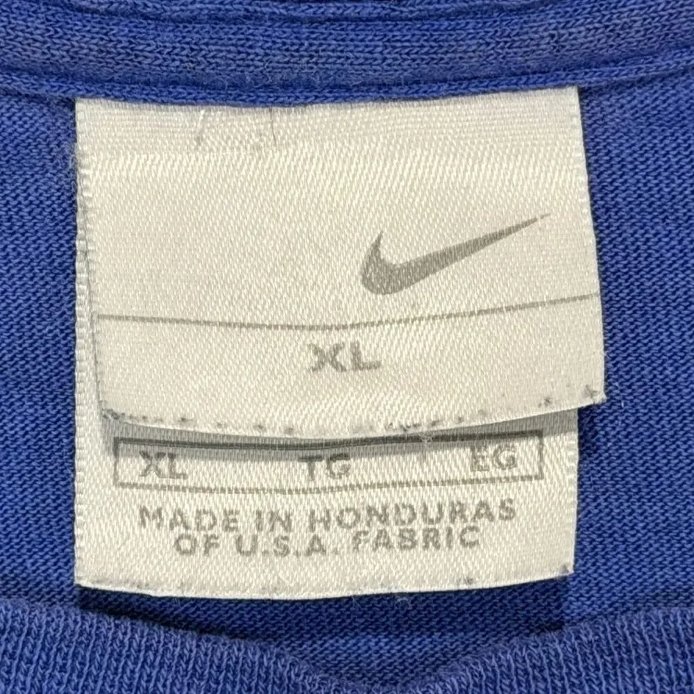 Vintage 90s Nike Graphic Tee Blue Spellout XL Gray Tag Made in Honduras T Shirt
